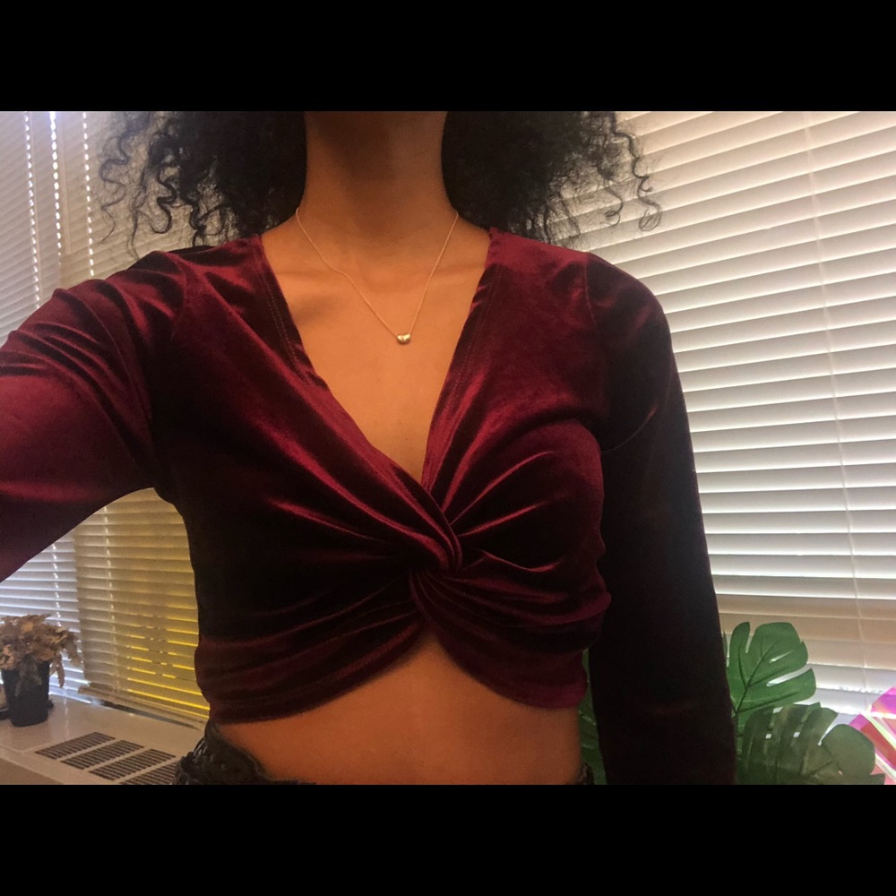 Velvet crop top, small burgundy